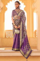 Indian culture inspired block print pure silk exclusive saree for all occasion with gold foil work finish